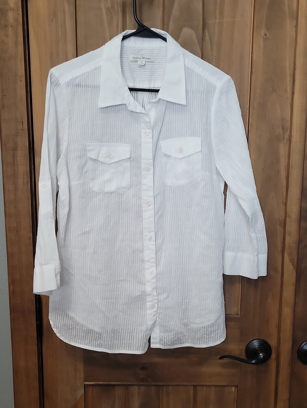 White Long-Sleeve Button-Up Shirt